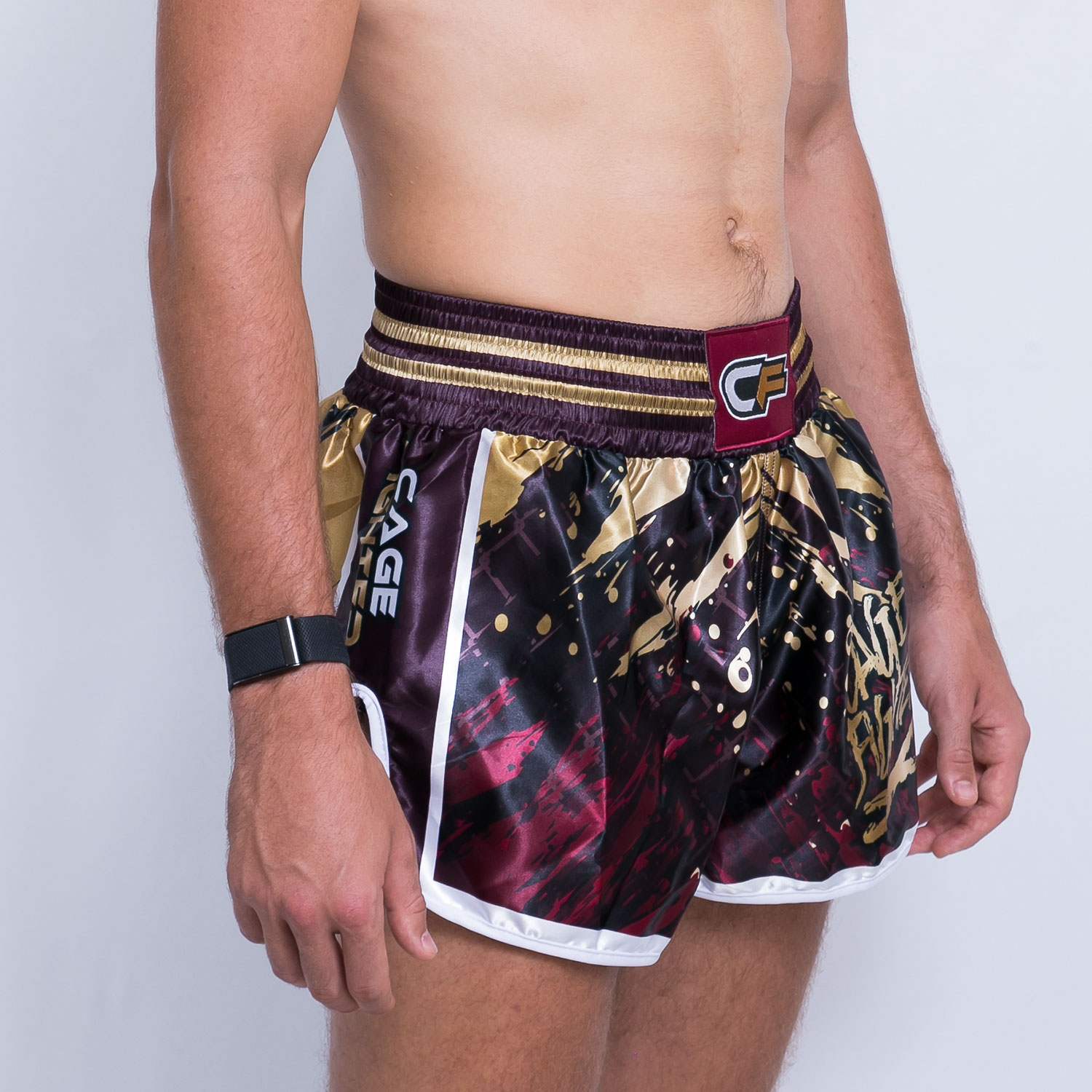 Anger Management | Cage Fighter - Muay Thai Shorts Burgundy - Image 3